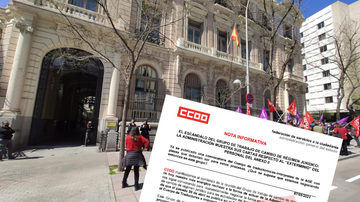 Nota informativa y concentracin de CCOO en la sede de la Secretara General de Funcin Pblica el pasado 25 de marzo.