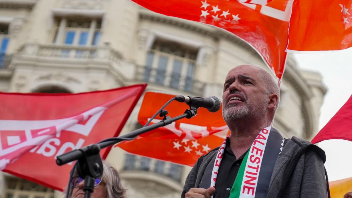 Unai Sordo en la concentracin en Madrid para exigir la reduccin de la jornada laboral